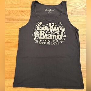Lucky Brand Black Tank Top with Graphic